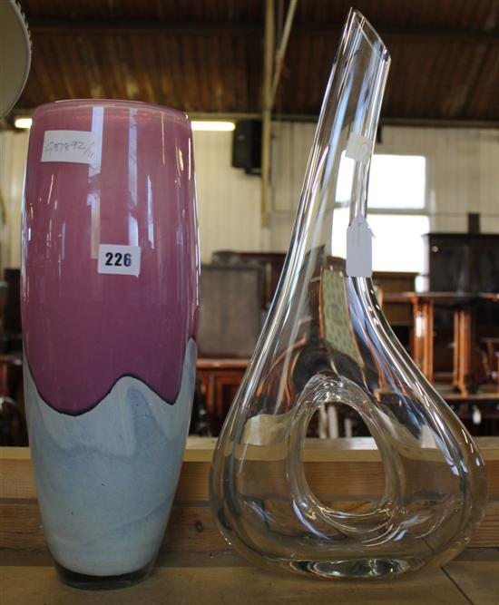 2 art glass vases